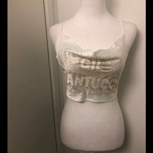 Gil Santucci Rhinestone Cowl Neck Top